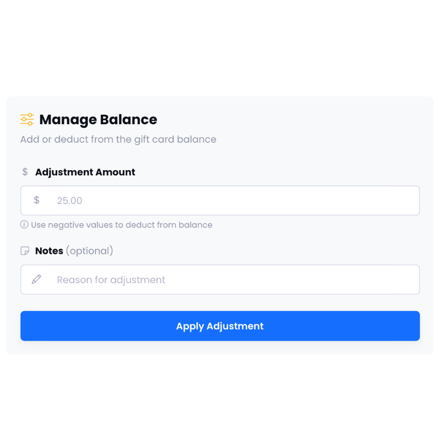 Gift card balance management