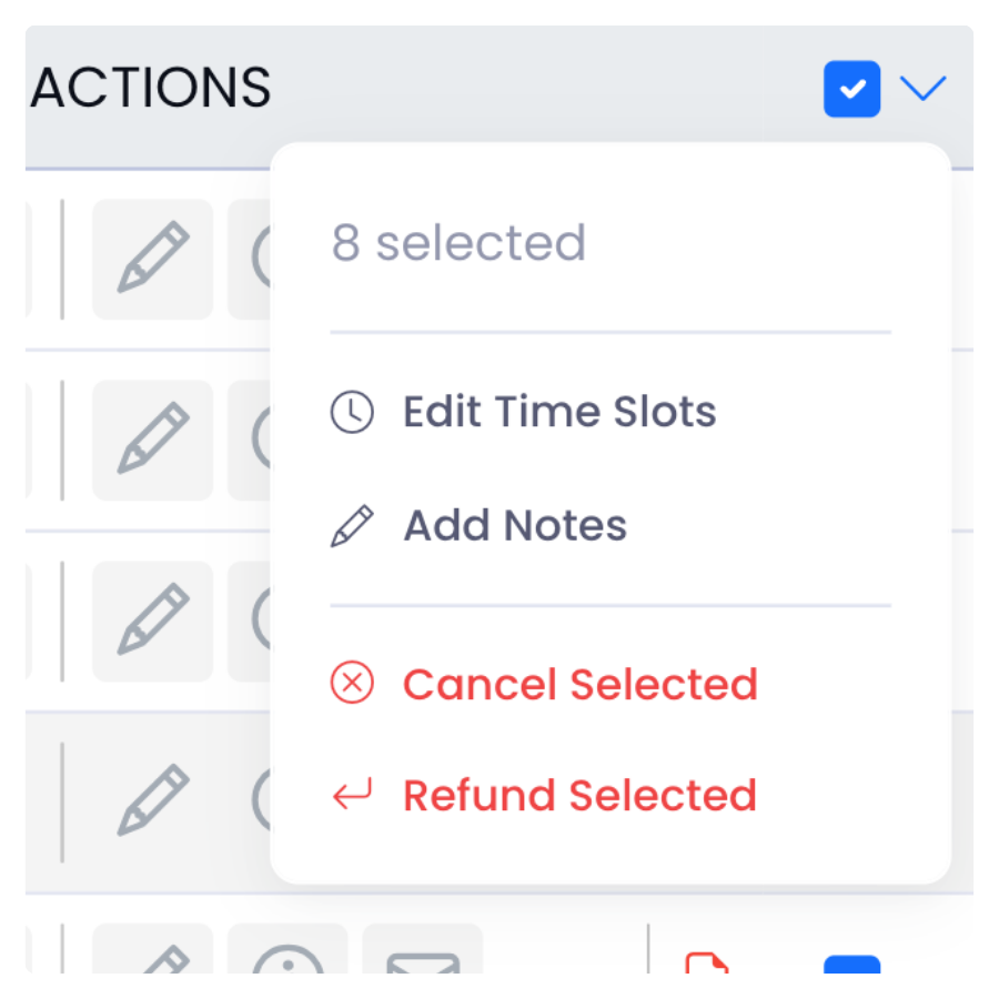 Bulk actions on guest list