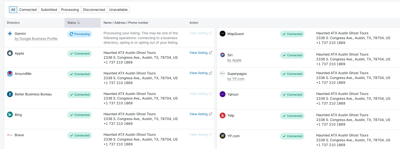 Semrush Listing Manager for tour operators