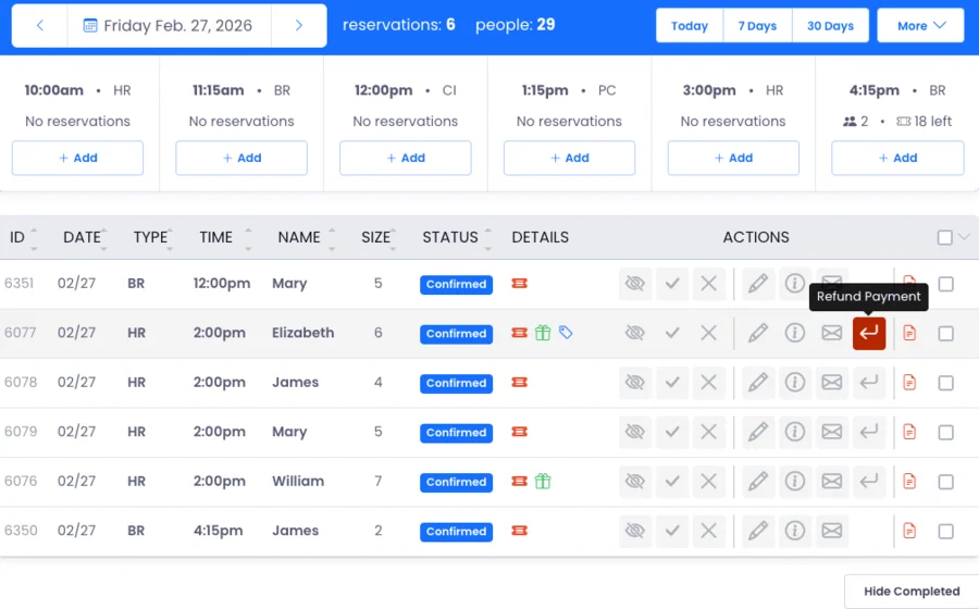 Reservation Dashboard